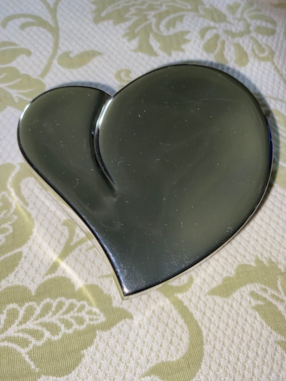 Heart Trinket Box Silver and gold lined inside protective bottom.